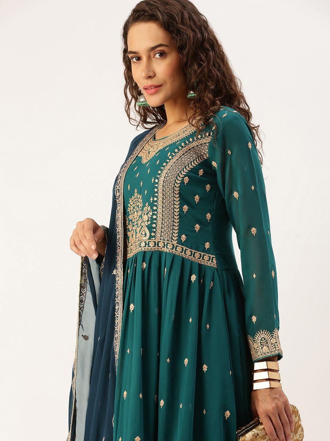 lilots ethnic motifs embroidered sequinned detail semi-stitched dress material