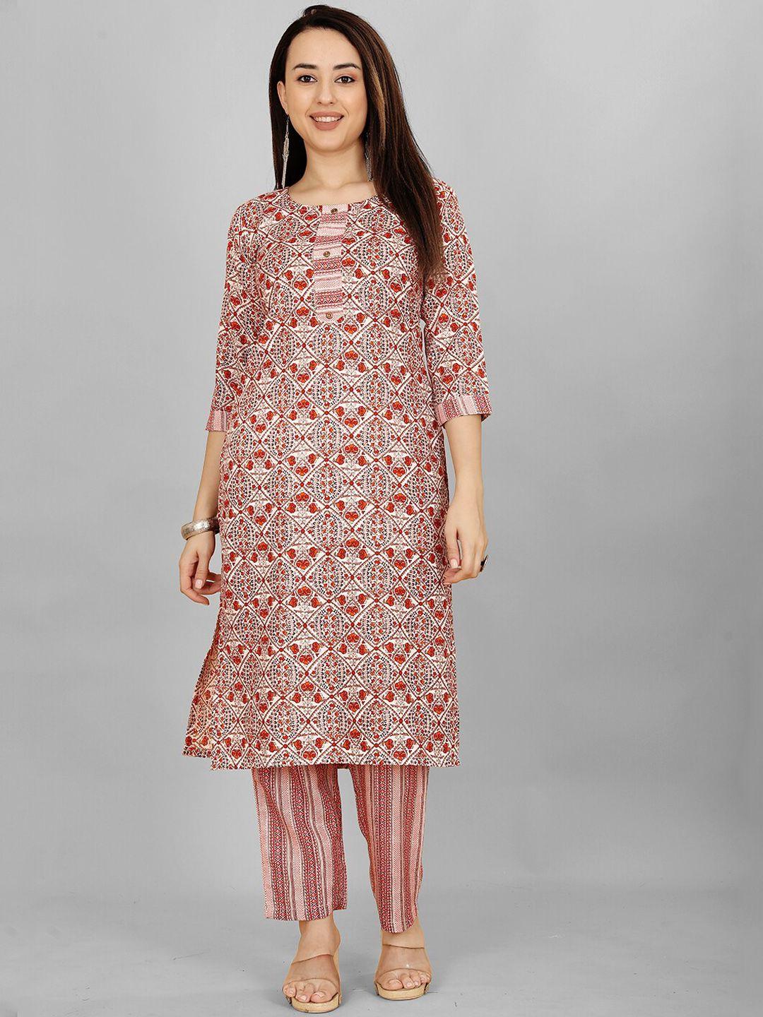 lilots ethnic motifs printed straight kurta with trousers