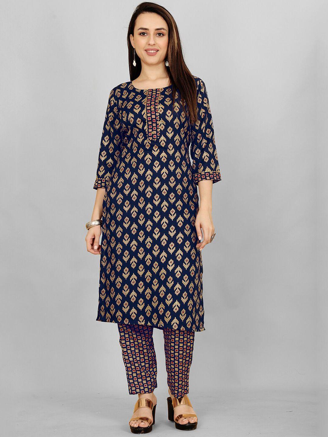 lilots ethnic motifs printed straight kurta with trousers