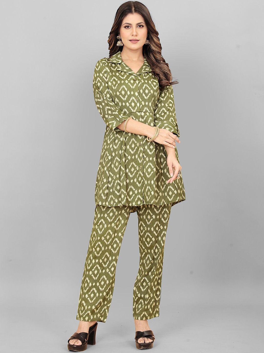 lilots printed button-front tunic & trousers co-ords