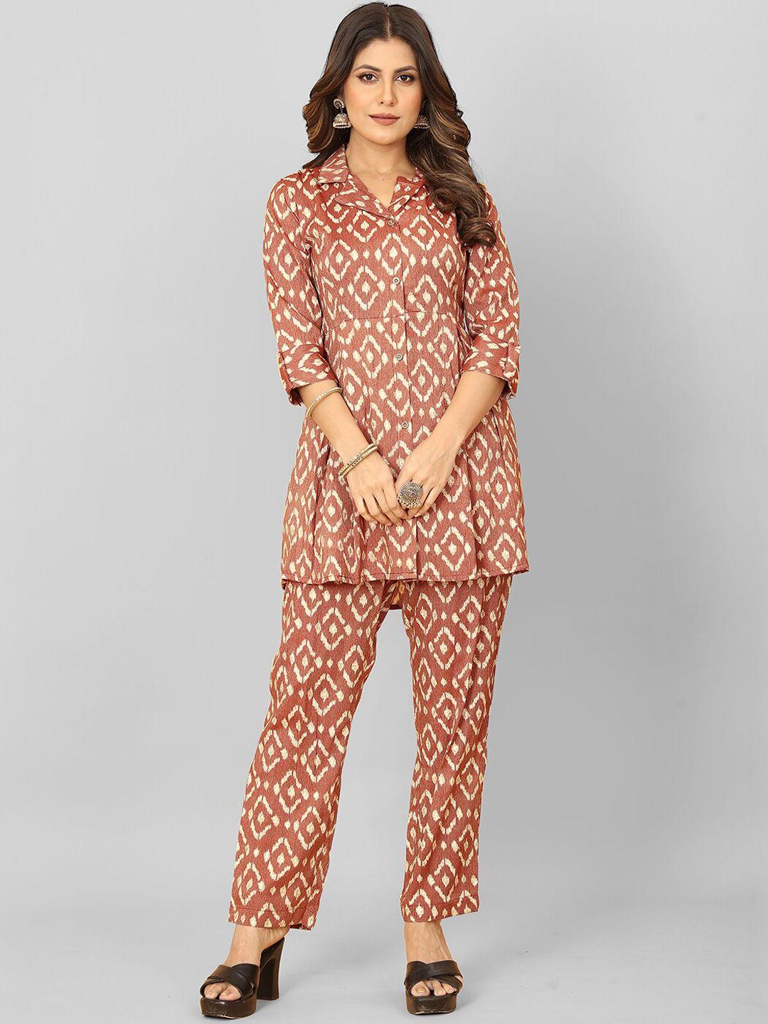 lilots printed button-front tunic & trousers