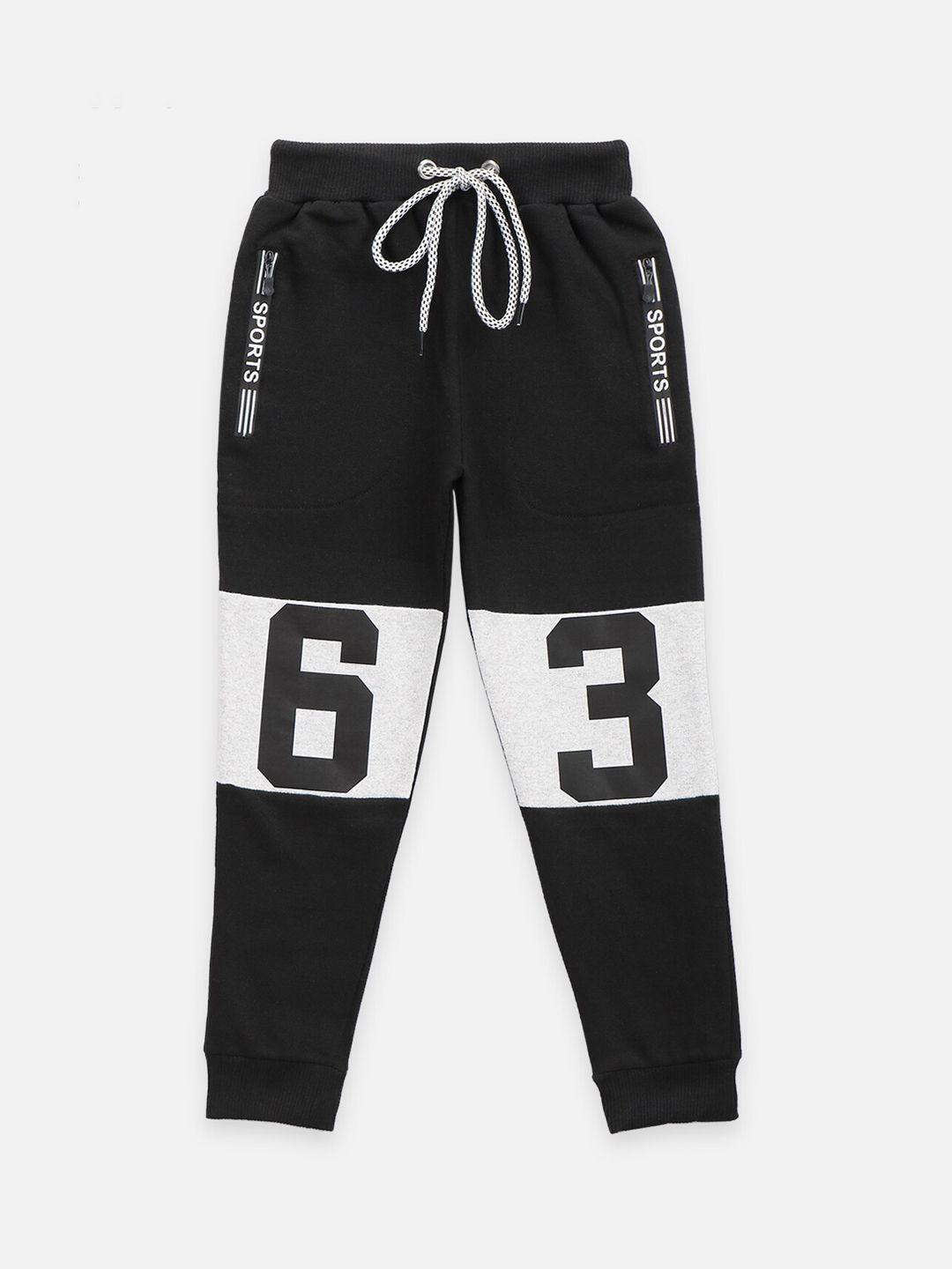 lilpicks boys black and white printed relaxed fit track pants