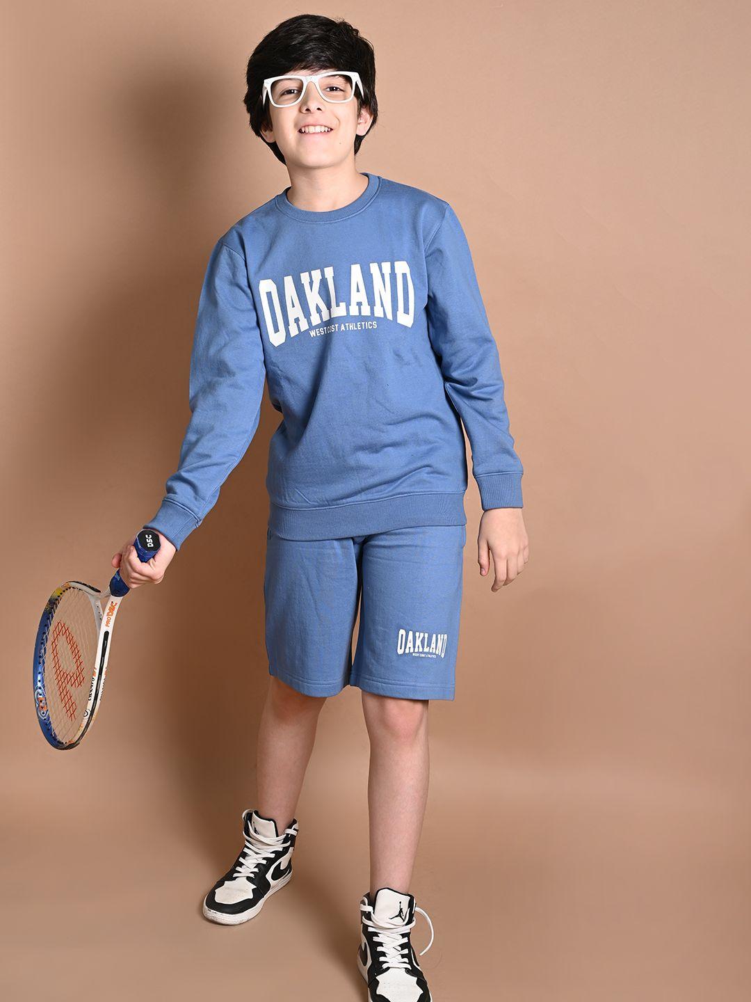 lilpicks-boys-blue-&-white-printed-long-sleeves-wool-blend-top-with-shorts