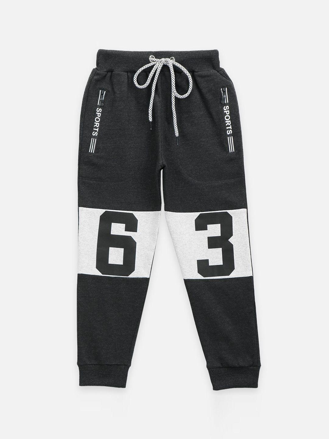 lilpicks boys grey & white printed relaxed-fit joggers