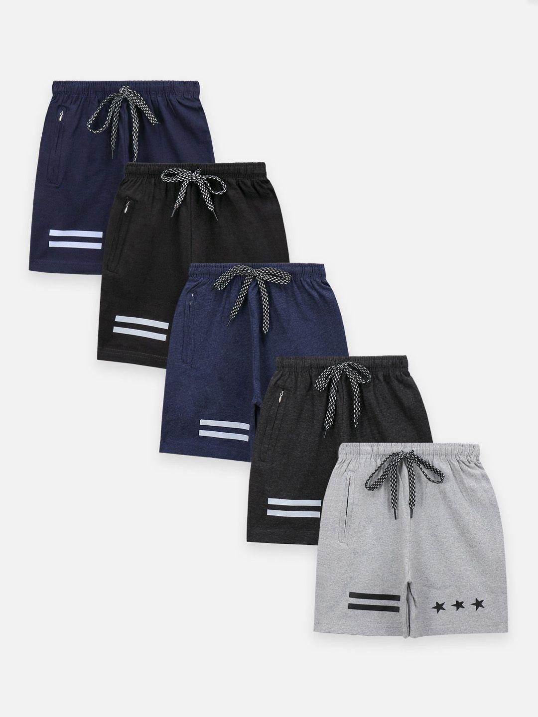 lilpicks boys multicoloured pack of 5 printed regular shorts