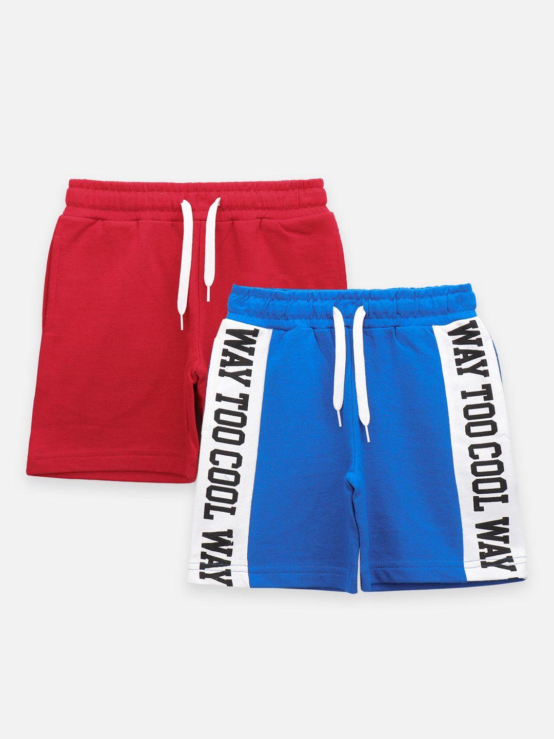 lilpicks boys pack of 2 red & blue printed outdoor shorts
