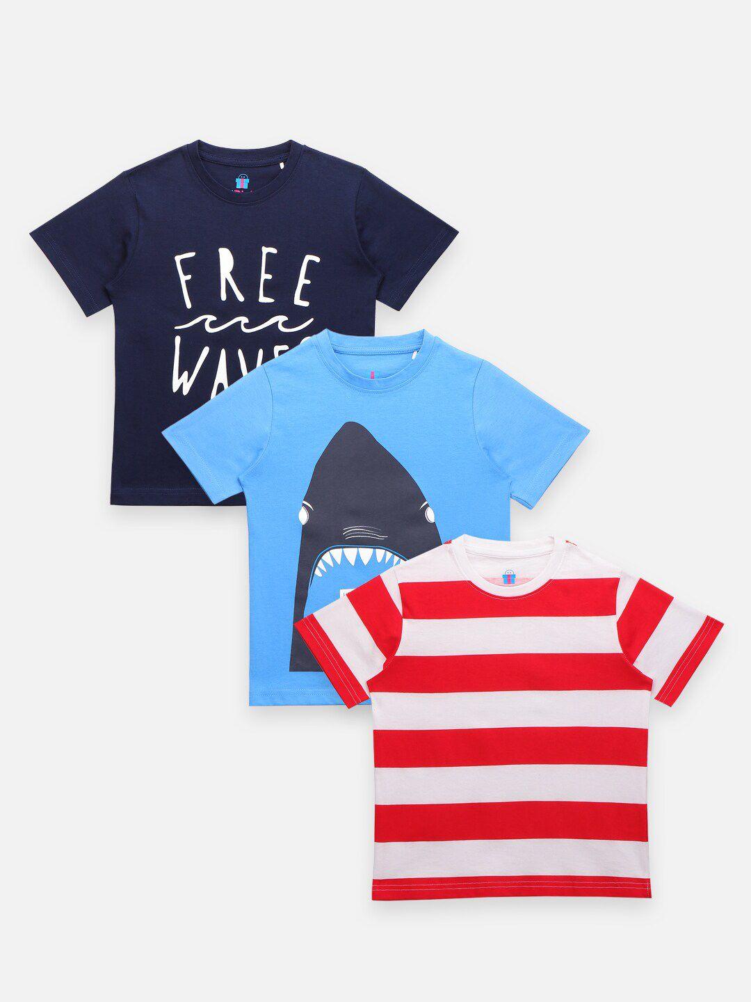 lilpicks boys pack of 3 printed cotton t-shirts