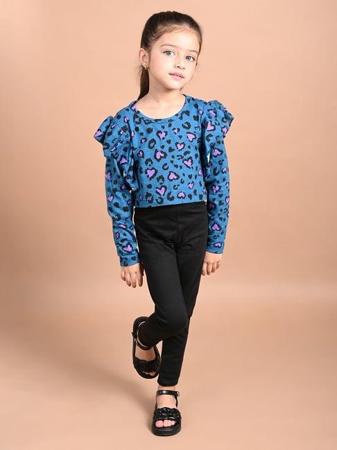 lilpicks-kids-blue-&-black-cotton-printed-full-sleeves-top-set