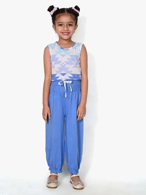 lilpicks-kids-blue-&-white-cotton-printed-top-set