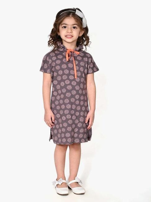 lilpicks kids brown cotton floral print dress