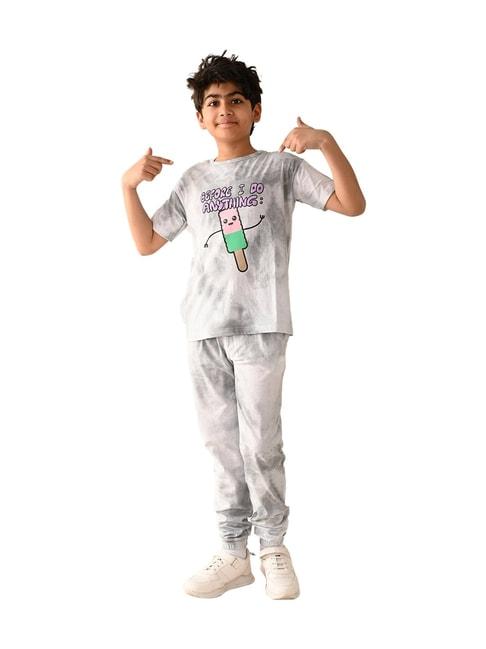 lilpicks-kids-grey-&-white-cotton-printed-t-shirt-set