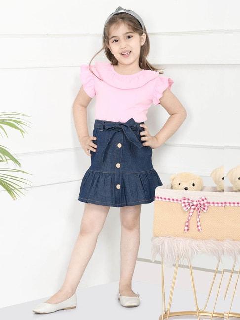 lilpicks kids pink & navy regular fit top set