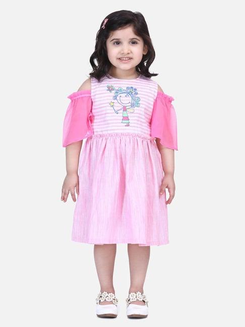 lilpicks kids pink cotton printed dress