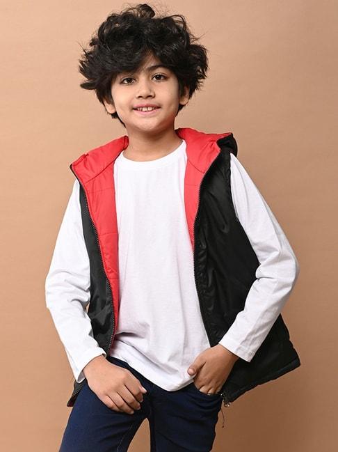 lilpicks kids red & black regular fit reversible jacket
