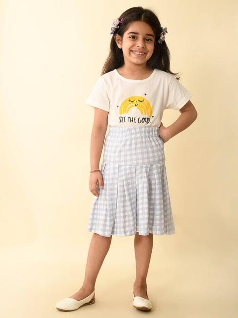 lilpicks-kids-white-&-blue-printed-top-with-skirt