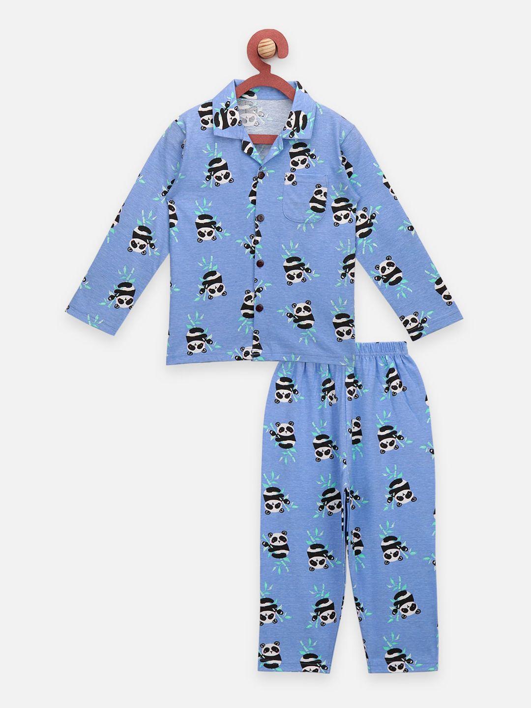 lilpicks boys blue panda printed nightsuit