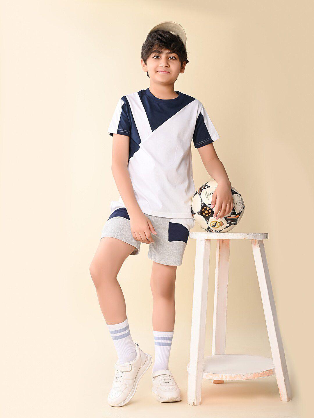 lilpicks boys colourblocked cotton t-shirt with shorts