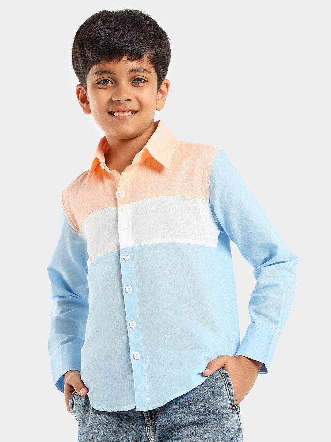 lilpicks boys colourblocked smart opaque regular fit cotton casual shirt