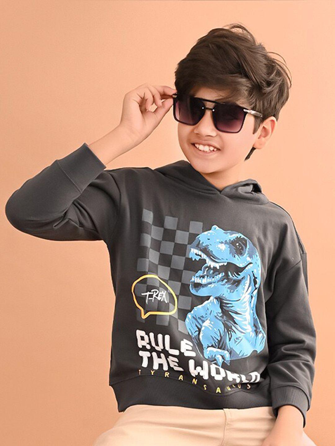 lilpicks boys graphic printed hooded fleece sweatshirt