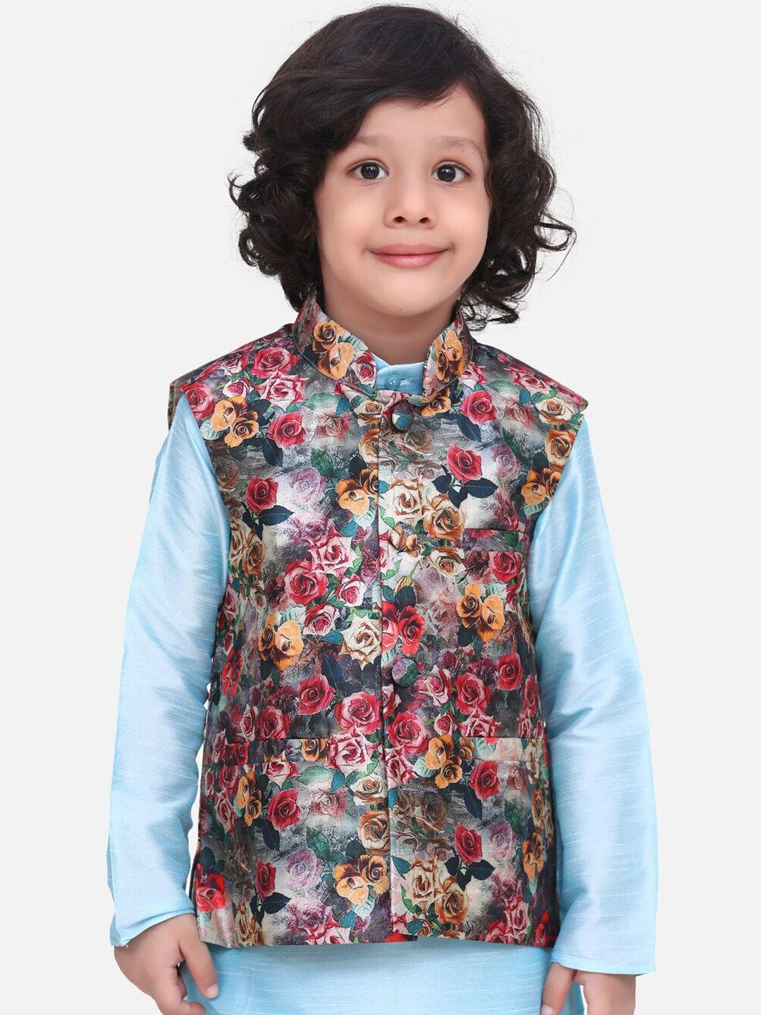 lilpicks boys multicoloured printed floral printed nehru jacket