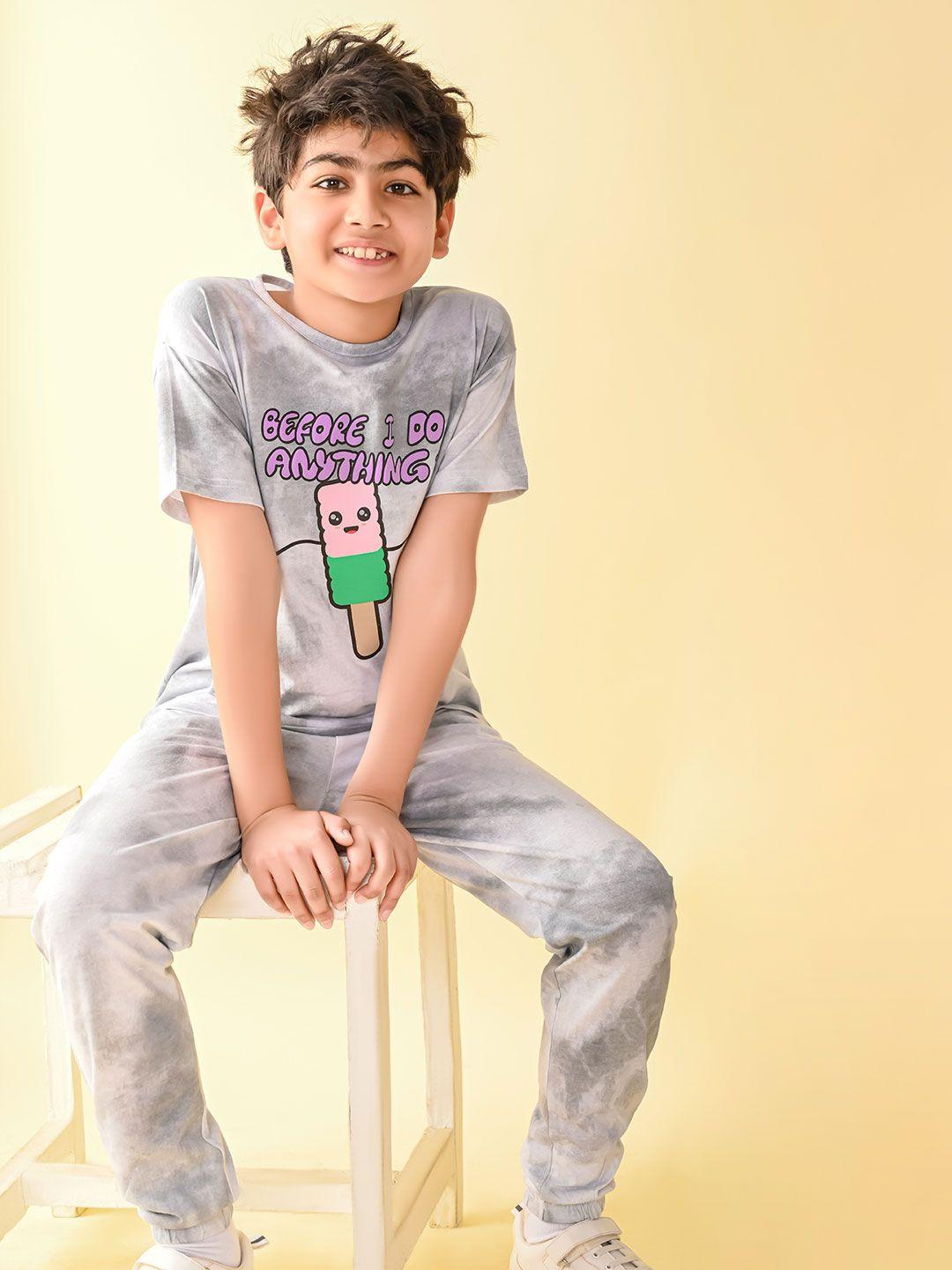 lilpicks boys printed cotton t-shirt with joggers