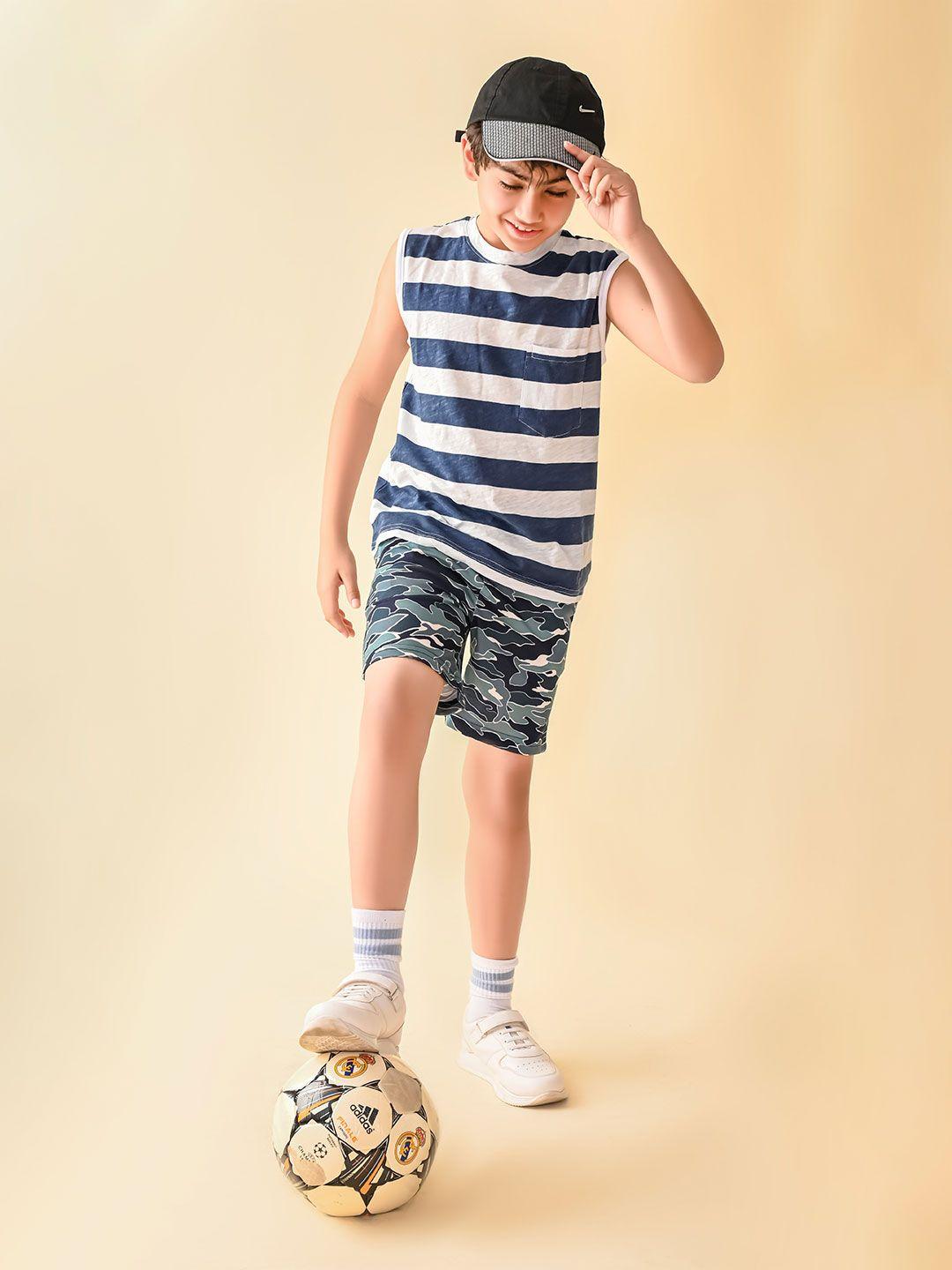 lilpicks boys striped cotton t-shirt with shorts