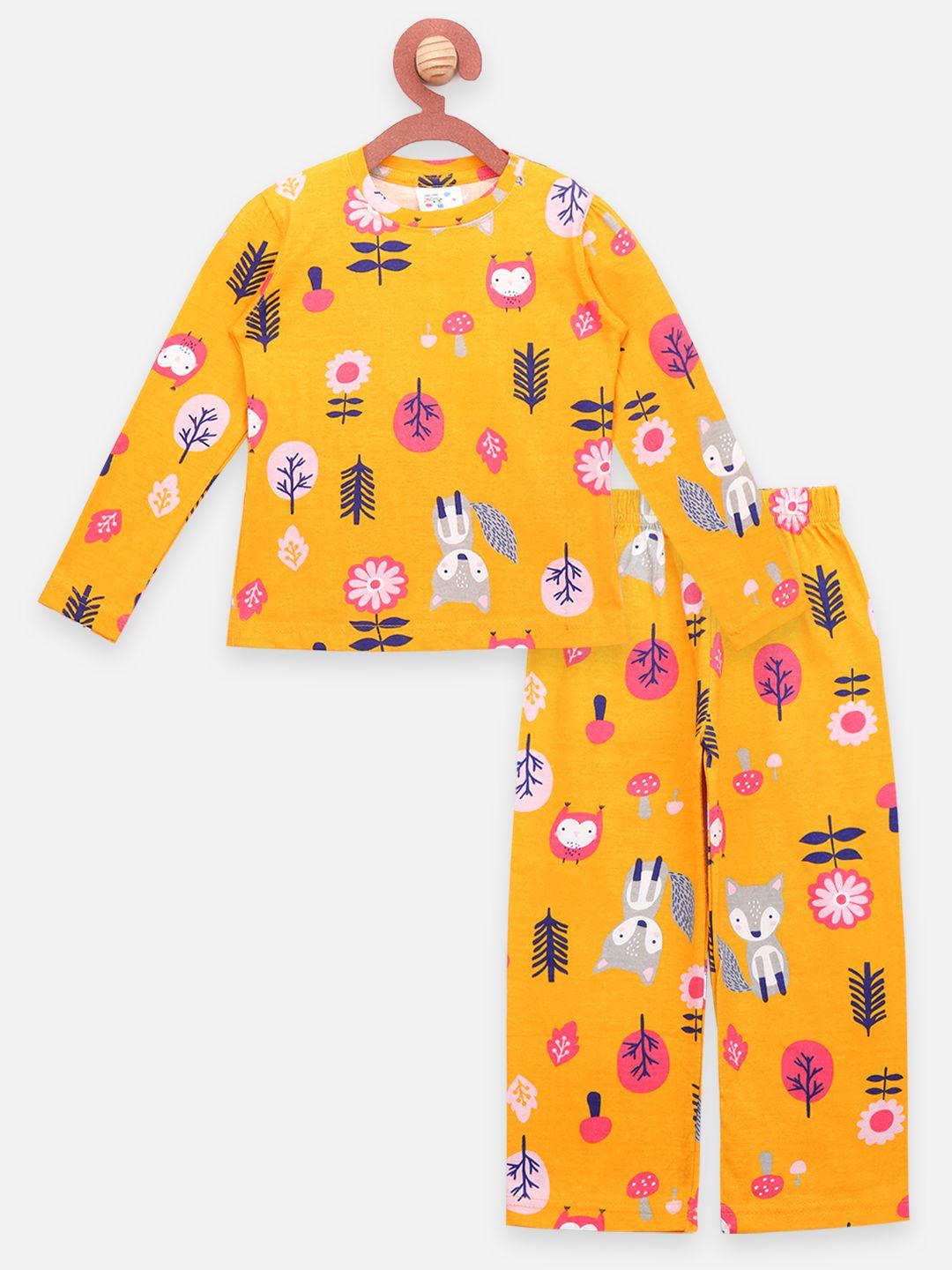 lilpicks boys yellow & pink printed night suit