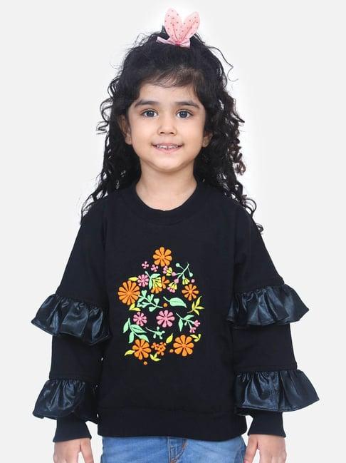 lilpicks kids black embroidered full sleeves sweatshirt