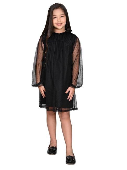 lilpicks kids black solid full sleeves dress