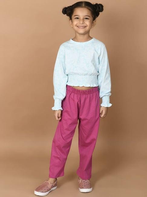 lilpicks kids blue & pink cotton printed full sleeves top set