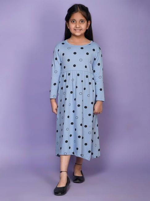 lilpicks kids blue printed full sleeves maxi dress