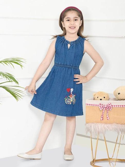 lilpicks kids blue regular fit dress