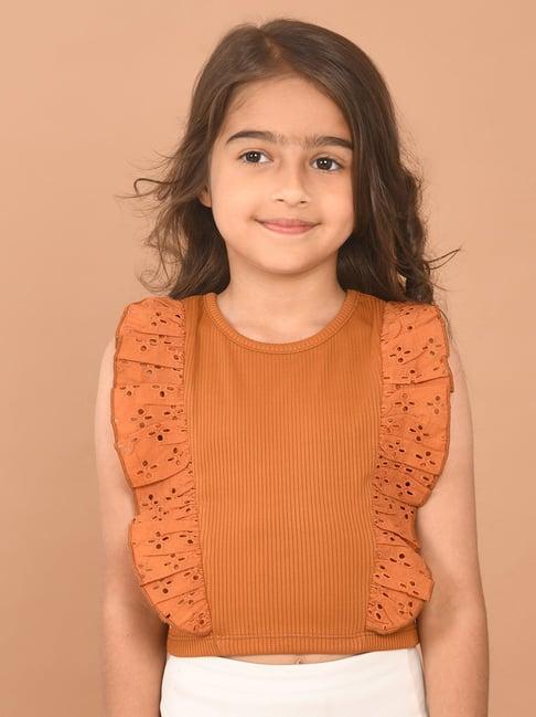 lilpicks kids brown solid crop top