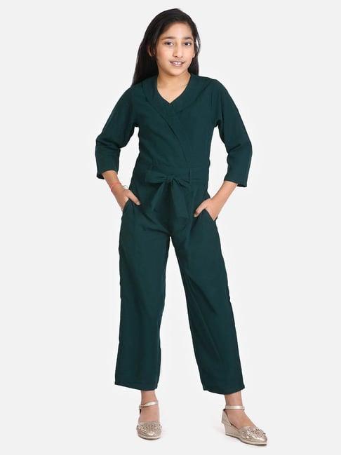 lilpicks kids green regular fit jumpsuit