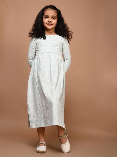 lilpicks kids light blue printed full sleeves maxi dress