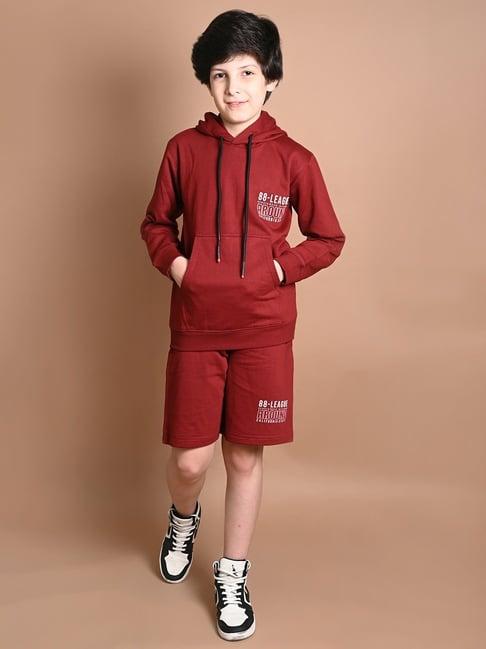 lilpicks kids maroon & white printed full sleeves sweatshirt set