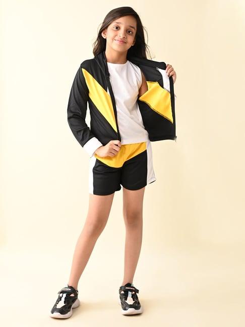 lilpicks kids multicolor color block full sleeves top, shorts with jacket