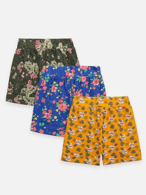 lilpicks kids multicolor cotton printed shorts (pack of 3)
