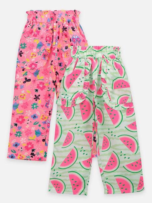 lilpicks kids multicolor printed pants (pack of 2)