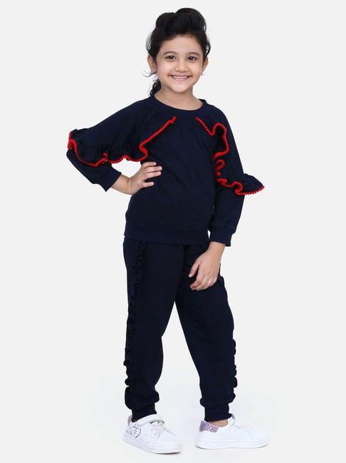 lilpicks kids navy regular fit full sleeves sweatshirt set