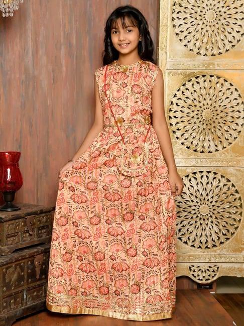 lilpicks kids peach printed lehenga choli