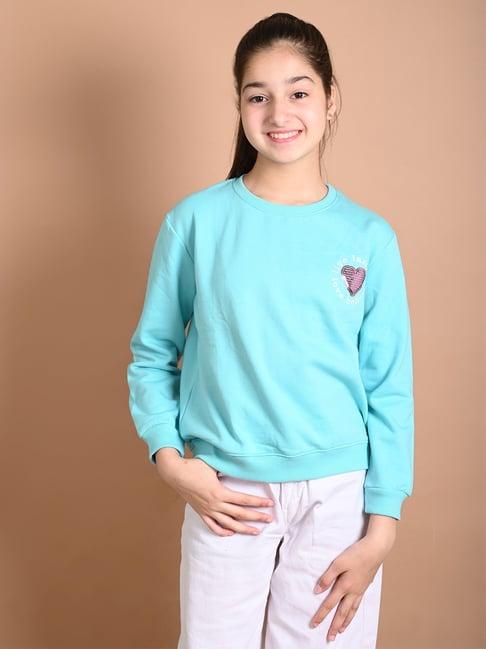 lilpicks kids sky blue printed full sleeves sweatshirt