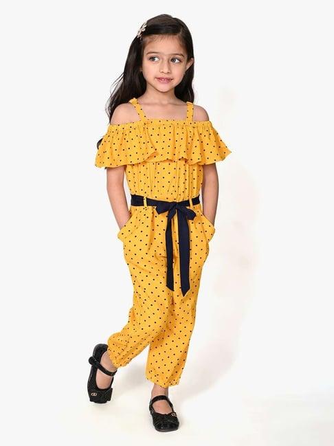 lilpicks kids yellow printed jumpsuit