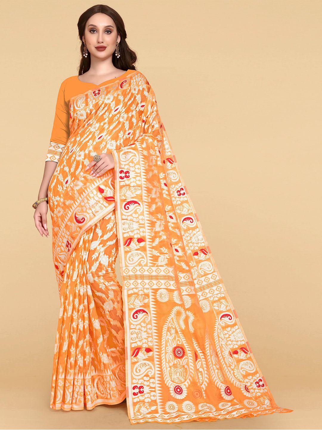 limdo ethnic motifs woven design pure cotton jamdani saree