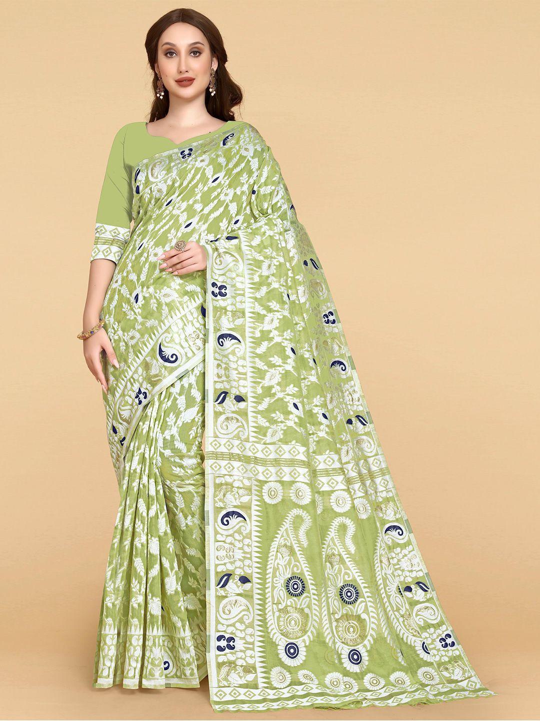 limdo ethnic motifs woven design pure cotton jamdani saree
