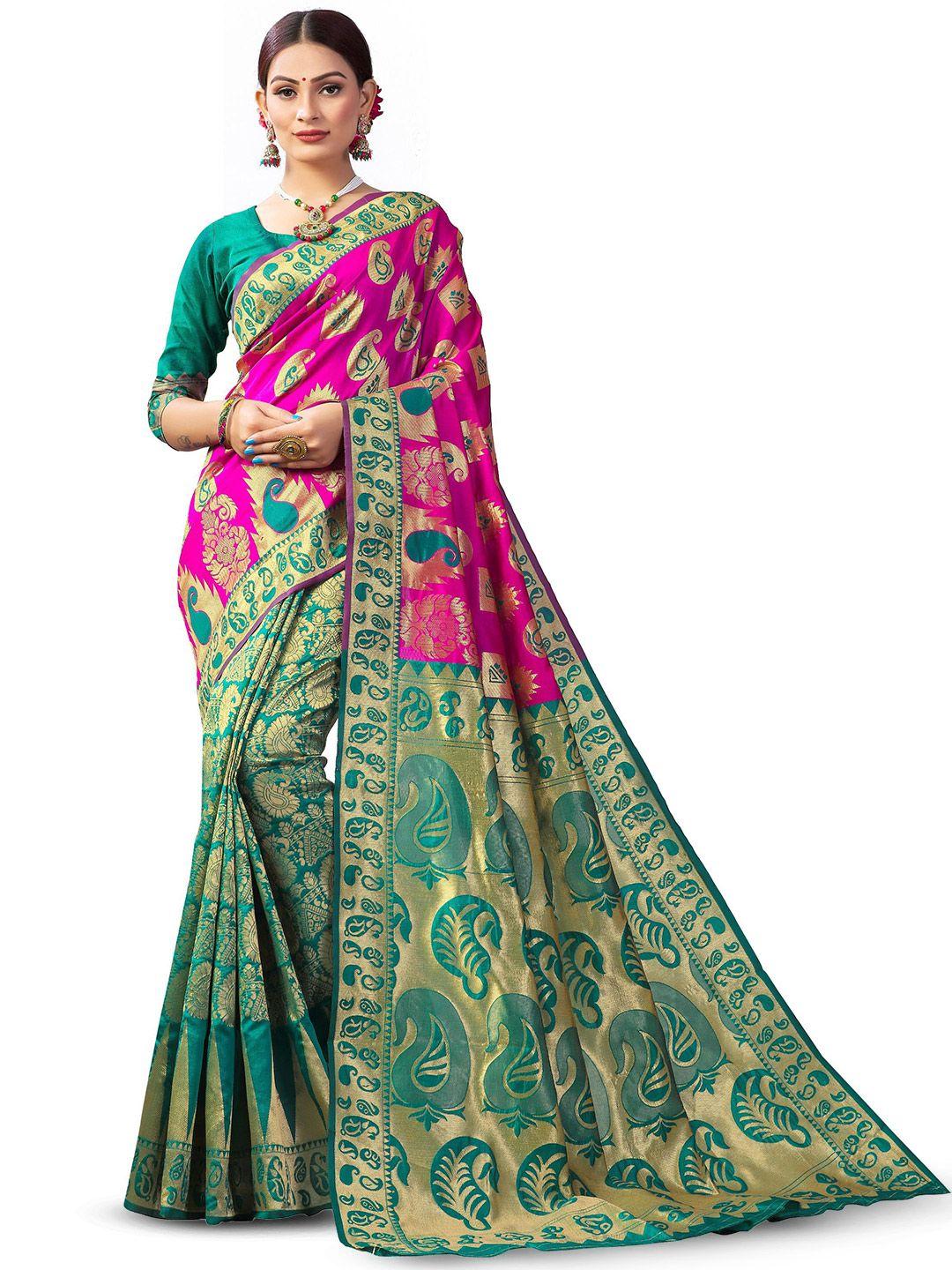limdo paisley printed woven design zari banarasi pure silk saree