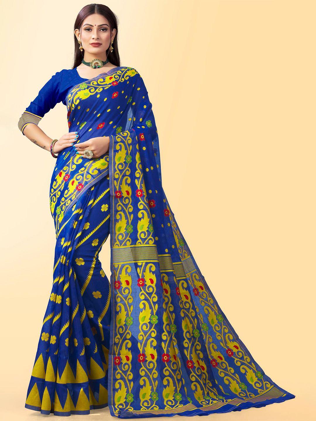 limdo ethnic motifs woven design pure cotton jamdani saree