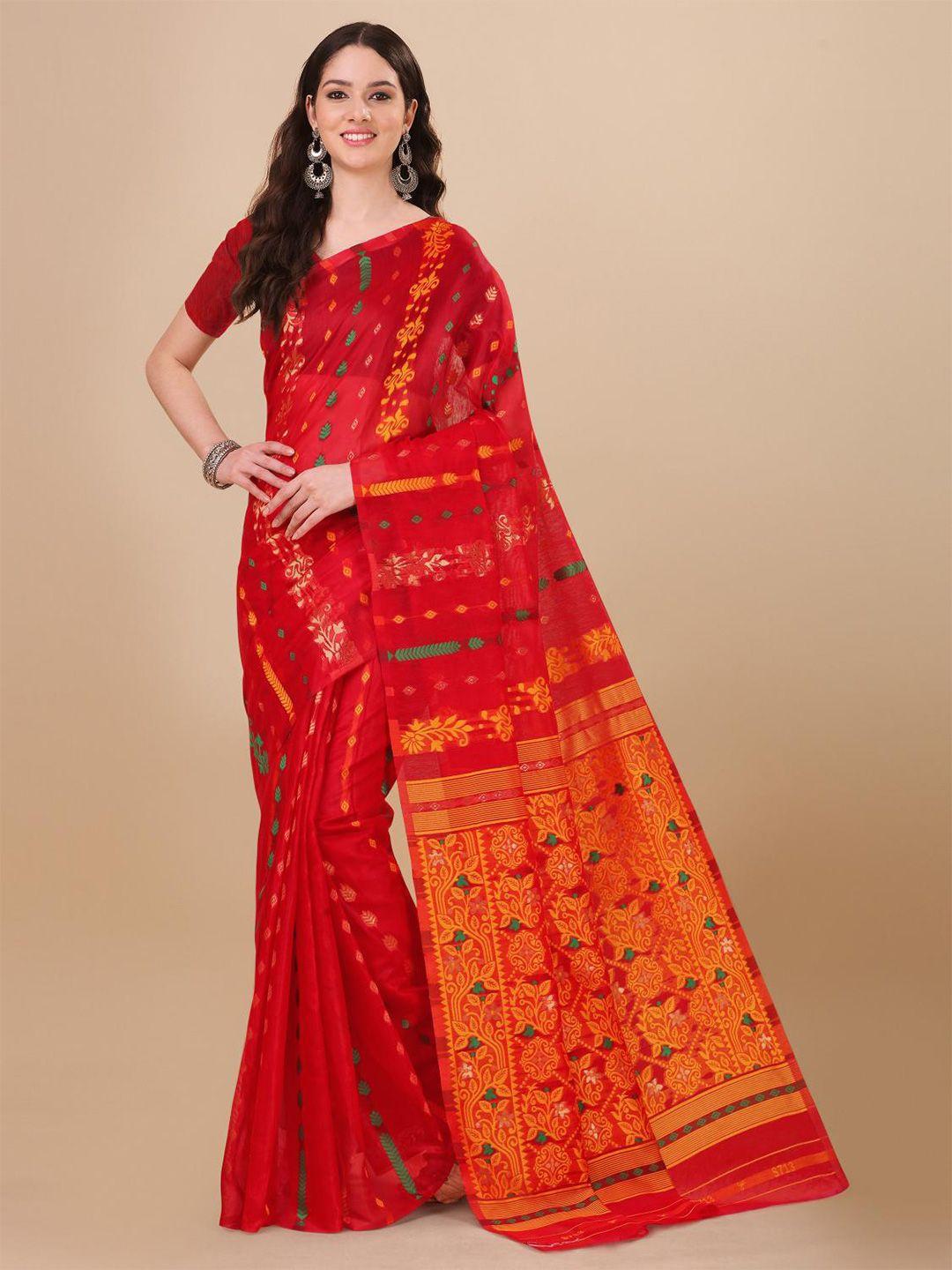 limdo ethnic motifs woven design pure cotton jamdani saree