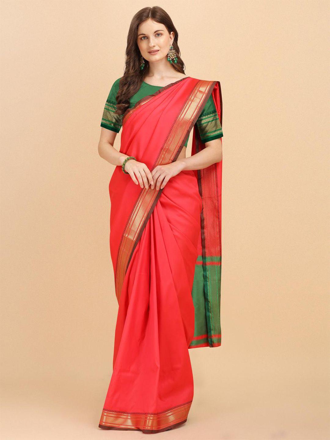 limdo pink & green zari pure silk banarasi saree