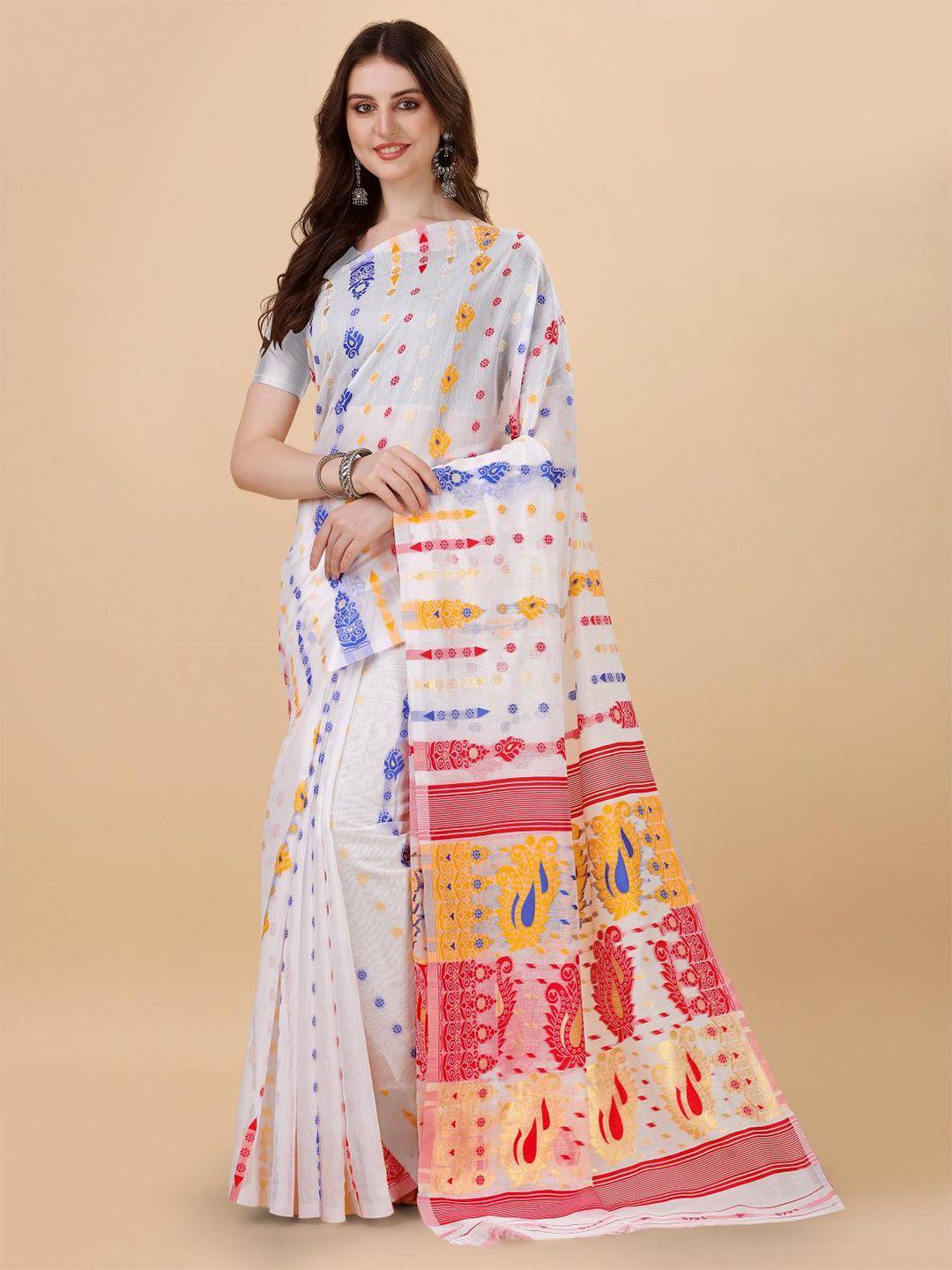 limdo woven design pure cotton jamdani saree